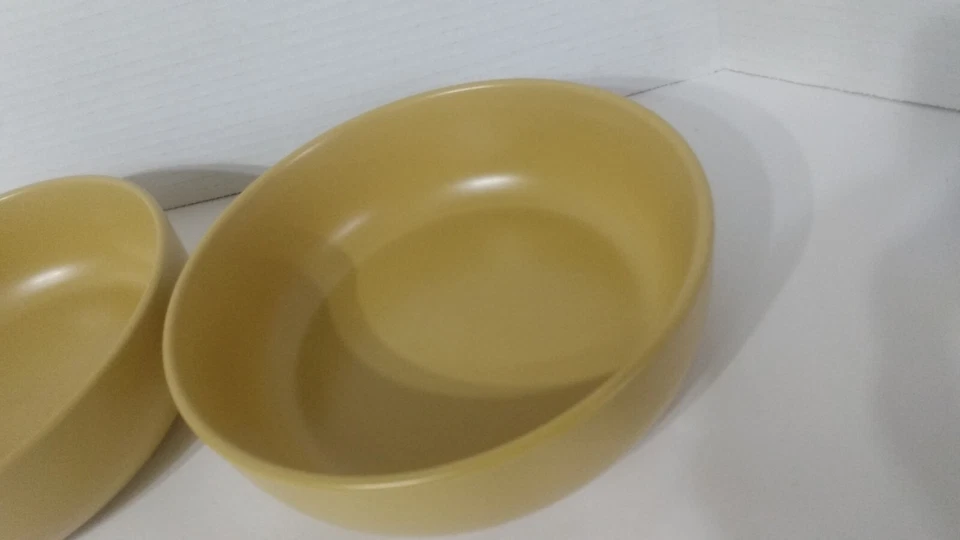 Juego de 2 tazones mate amarillo mostaza china vidrio callejero fresa Foto 2 de 4