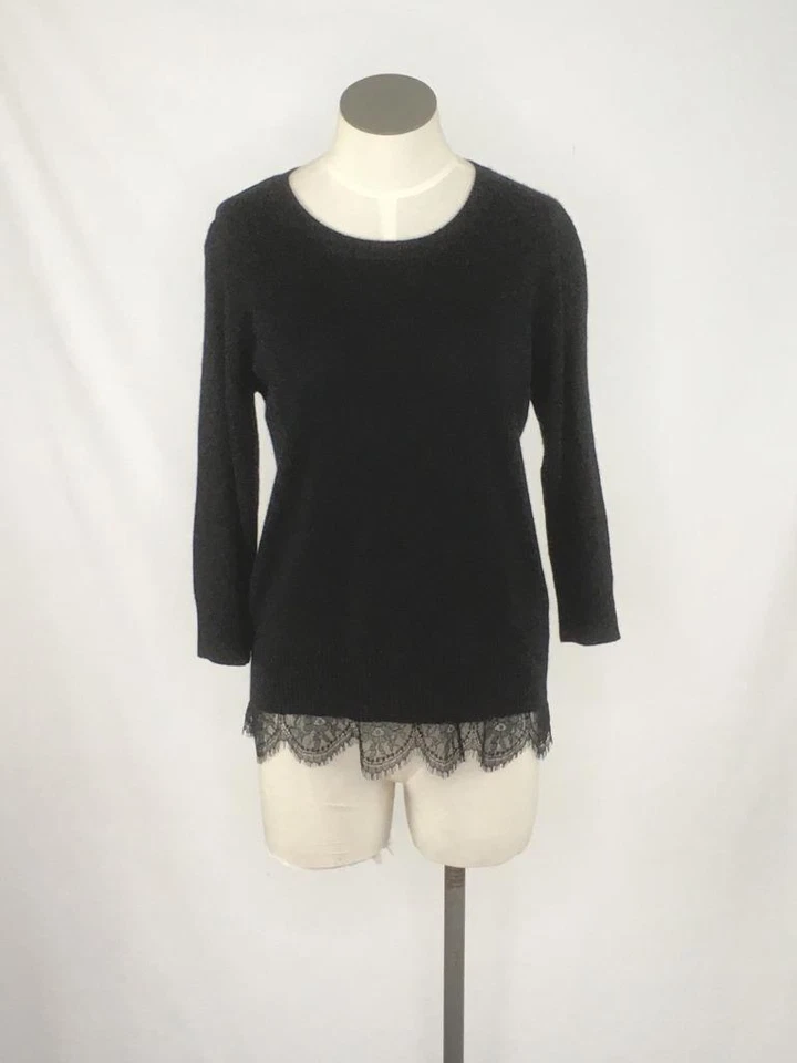 Suéter Acrobat Talla S Negro Borde de Encaje Lana Mezcla de Cachemira Foto 3 de 4