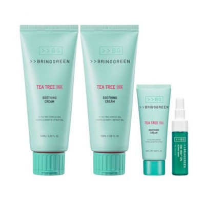 BRING GREEN Tea Tree Cica Soothing Cream 100ml + 100ml Set K-Beauty