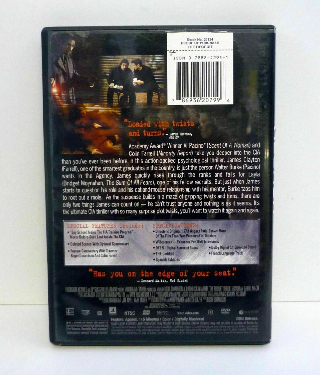 Recruit DVD Touchstone Pictures Widescreen Edition 2003