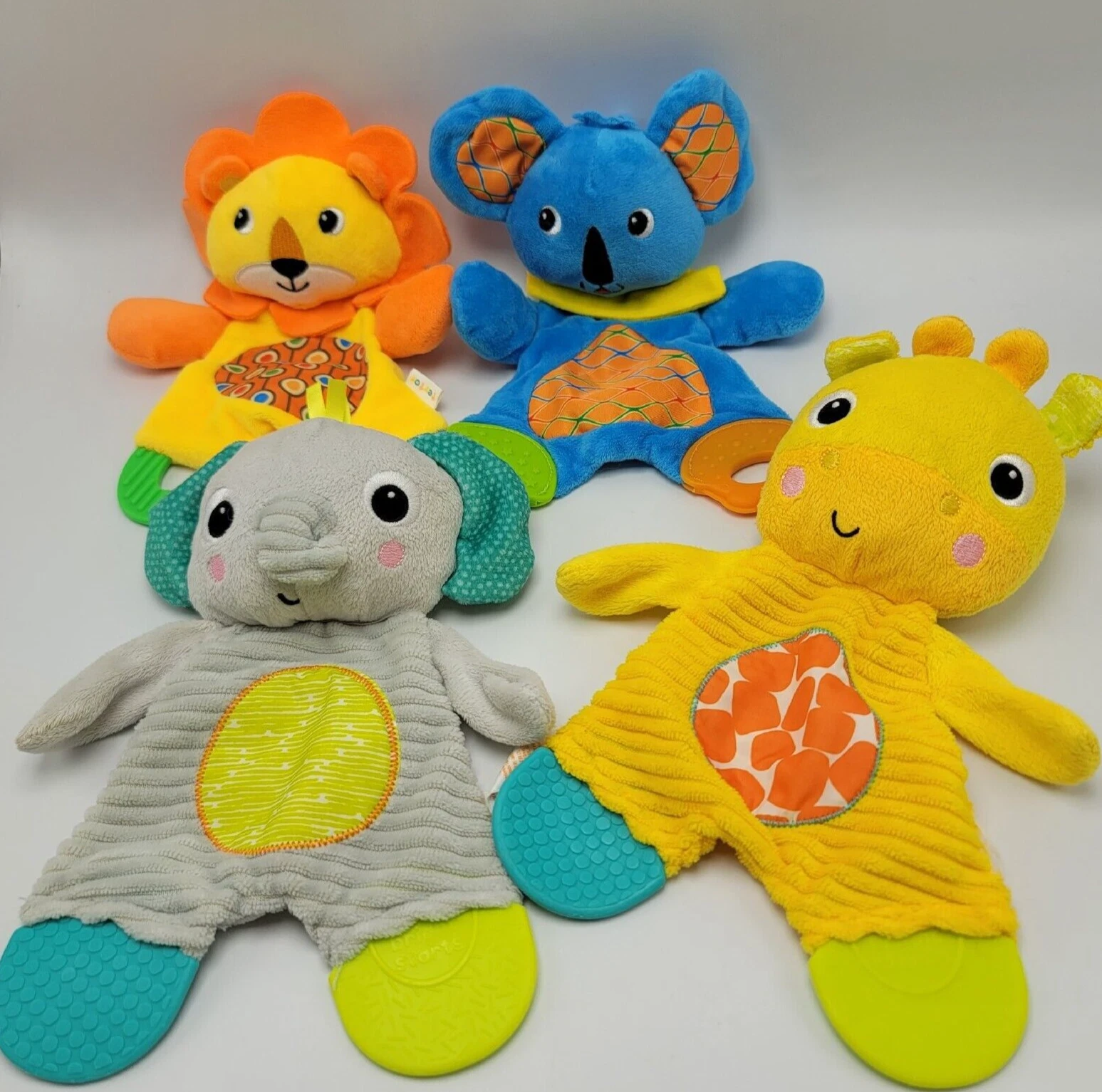 Bright Starts Teytoy Plush Teether lot 4 Elephant Giraffe Koala Lion Lovey