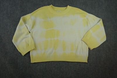 Elizabeth and James Sweater Womens 2XL Yellow White Tie Dye Pull Over