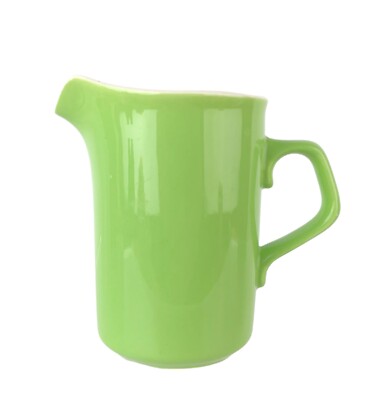 Beautiful Solid Green Ceramic Cream Pitcher White Inside 4'' Tall Unmarked