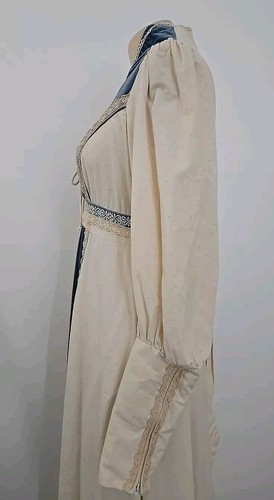 Maxi abito vintage Gunne Sax by Jessica rinascimentale blu avorio velluto maniche lunghe - Foto 19 di 24