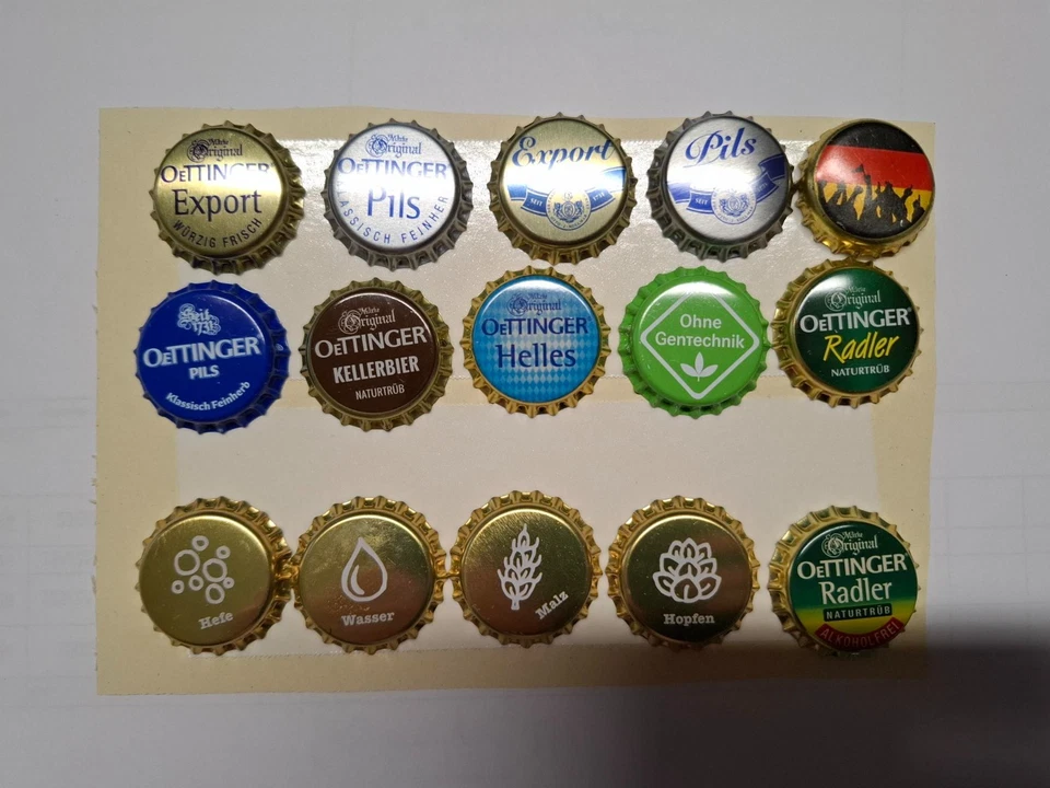 15 verschiedene Kronkorken Bottle Caps Deutsches Bier Oettinger - Bild 1 von 1