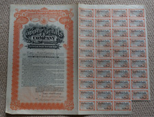 USA, Arizona, Copper Metals Co. 100 $ Aktienzertifikat datiert 1910, orange
