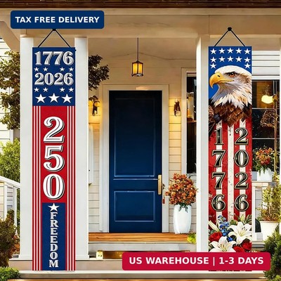 250Th Anniversary American Banner Door Sign 1776-2026 Freedom Eagle Designs 2Pac