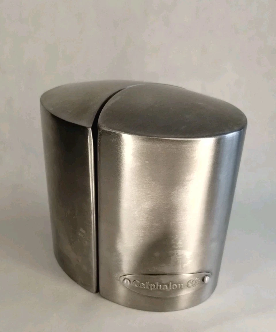 Calphalon Brushed Stainless Steel 3.5” Salt & Pepper Shakers Nesting Set Large