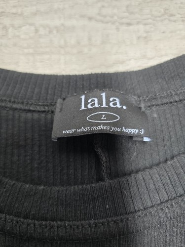 Dressed in Lala Ribbed Playsuit Top Women L Black Crew Neck Oversized Boho Baggy - Picture 5 of 9