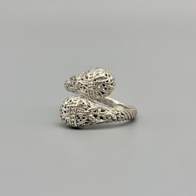 Sarda Bali Sterling Silber 925 filigran Schnörkel Gr. 11,5 verstellbar Bypass Ring