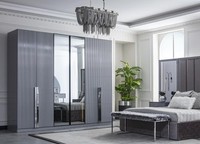 Grauer Schlafzimmer Glasschrank Moderner Kleiderschrank Edle Holz MöBel