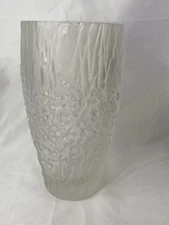 Peill & Putzler Patmos Design Glass Vase Clear Frosted Textured Signed Marked