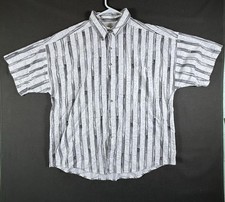 MAXX fm Vintage Button Up Shirt Made in USA Men's Size XL Stripes Black White