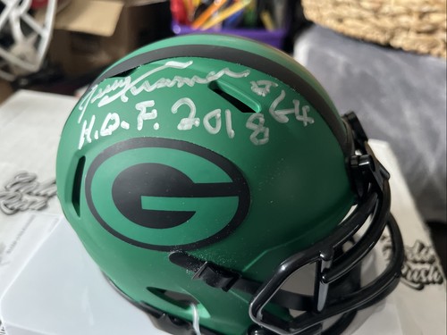 Packers Rave Helmet Jerry Kramer rave Green Bay Packer mini helmet with inscription JS Cert ...