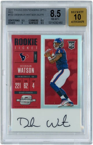 Deshaun Watson Texans Signed 2017 Panini Contenders #60/75 BGS 8.5 Rookie Card