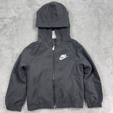 Nike Dri-Fit Windrunner Jacket Boys 2T Years Black Mesh Lined Full Zip Hooded