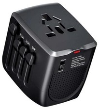 International Travel Adapter Voltage Converter to Step Down 230V to 120V Black