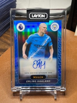 Erling Haaland 2026 Topps Merlin Premier League #MV-EH Blue Auto 23/150