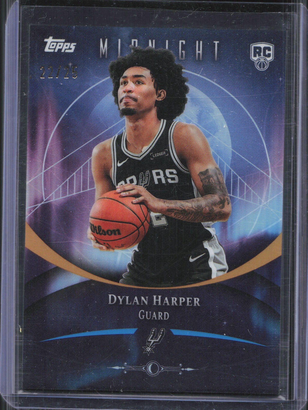 2025-26 Topps Midnight Dylan Harper #62 Rookie Moonrise Parallel /25 Spurs