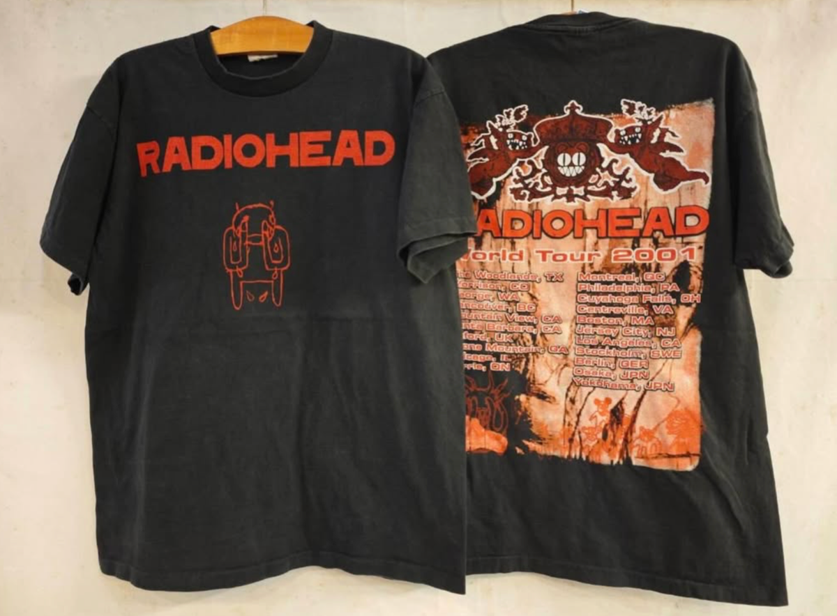 Vintage RADIOHEAD Amnesiac World Tour 2001 90s Band Japan Sz.L T