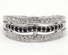 1CT Treated Black Sapphire  Topaz 925 Solid Sterling Silver Ring Sz 6 UB2-3