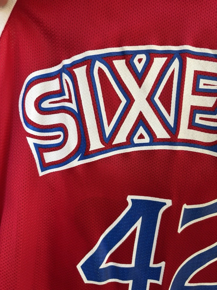 Camiseta deportiva vintage del campeón Jerry Stackhouse 42 para hombre 48 roja Philadelphia 76ers NBA Foto 4 de 4