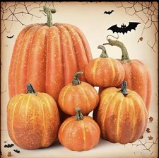 7pcs Pumpkin Autumn Decor Outdoor Orange Foam Plastic