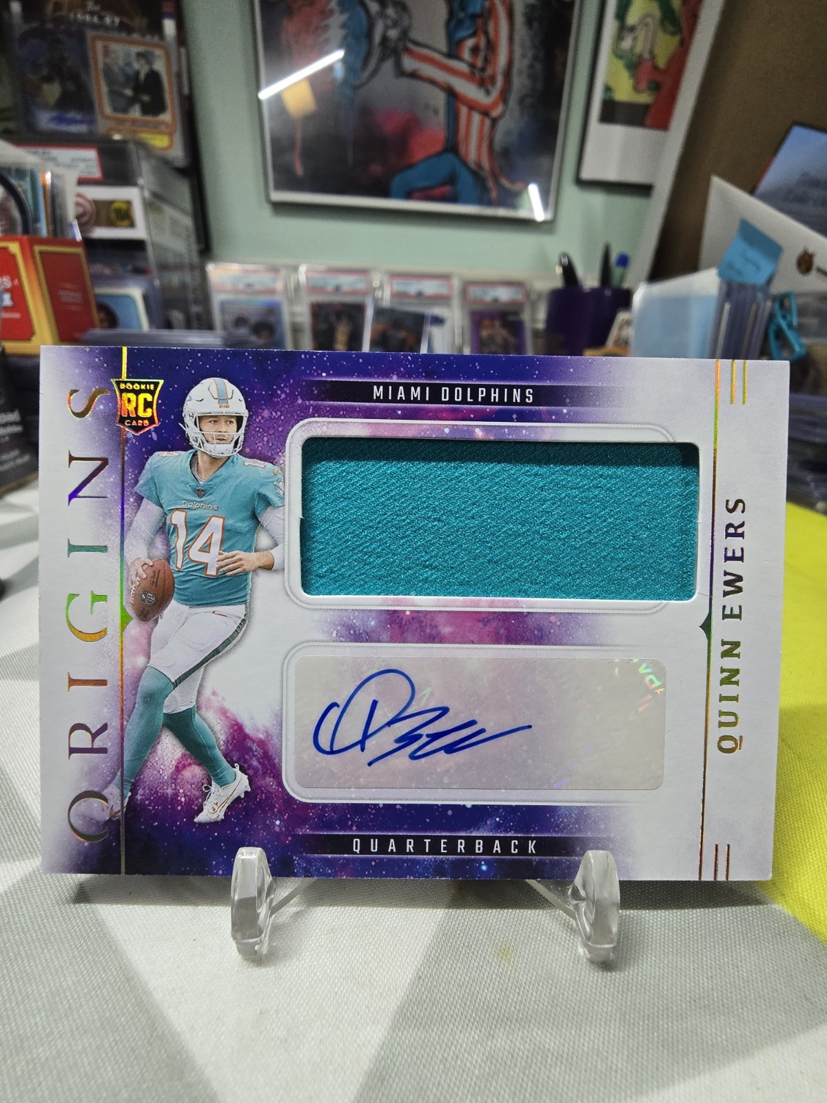 2025 Panini Origins Quinn Ewers Rookie Jumbo Patch Auto Miami Dolphins RC