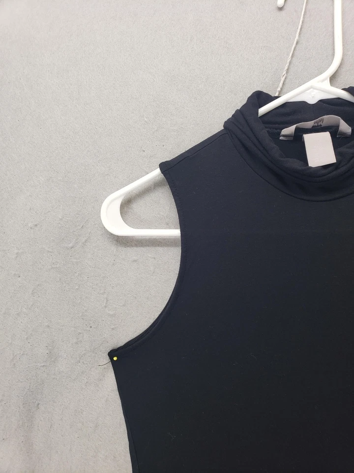 Camiseta sin mangas H&M Top para mujer pequeña negra sin mangas cuello tortuga elástica ajustada Foto 2 de 4