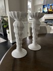 Set Of 2 Tall ceramic Pillars Candle Holder Decorative  Shell Beach theme — photo 1