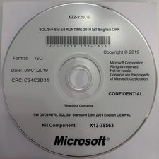 Microsoft SQL Server 2019 Standard IoT OEM w/ COA Key  Install Disc OPK 
