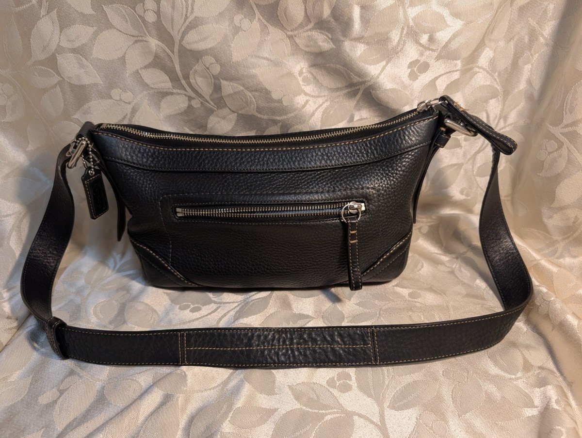 Vintage Coach F12321 Shoulder Bag black pebble leather Y2K retro