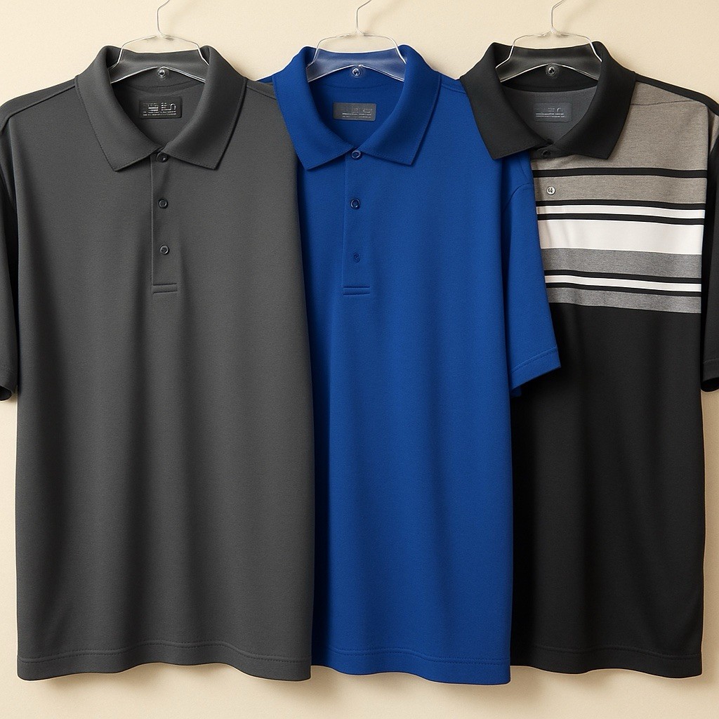 PGA Tour MotionFlux 360 Men’s Polo Shirt Lot XL Gray Blue Black Performance Golf