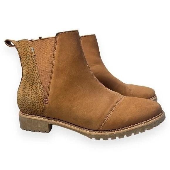 SAOLA Stivali TOMS Chelsea donna taglia 7 5 pelle marrone foderati pelliccia sintetica suola a strappo caviglia