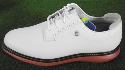 NIB FootJoy Traditions Blucher Men's Golf Shoes, White/Brick, 7.5