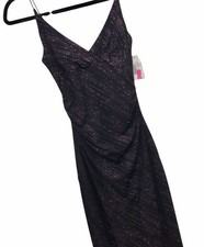VTG 90  s Y2K City Triangles Glitter Maxi Dress NWT Event Babydoll Black Sz S