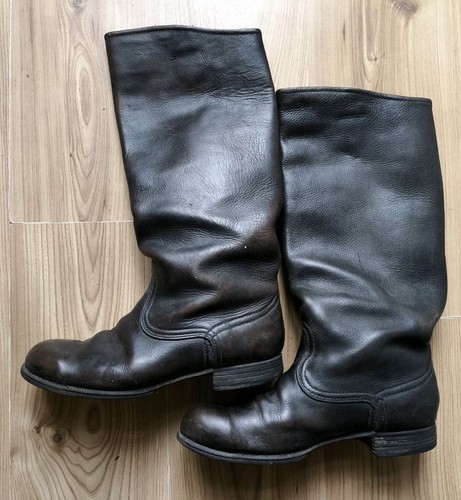 RARE Vintage High Boots Soviet Army Officer Leather Size 43 SOVIET uniform USSR - Picture 17 of 19