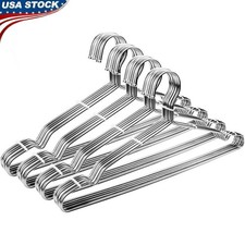 Stainless Steel Heavy Duty Space Saving Non Slip Hangers Clothes Wardrobe New