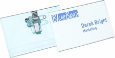 Durable Name Badge 54 x 90 mm with Combi Clip Transparent - Pack of 50 Badges -