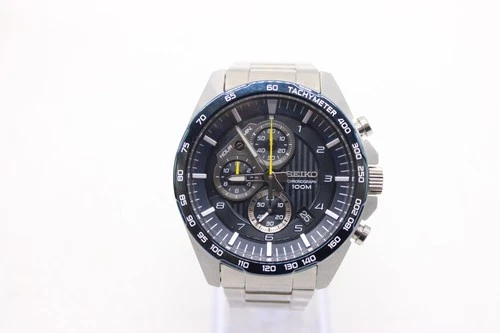 F Vintage Boxed Gents Seiko Chronograph 8T67-00H0 Quartz Working Wristwatch