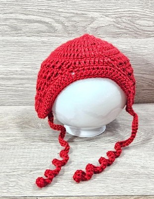 Baby Toddler Hat Knitted Winter Wool Cap Handmade Young Child Crochet Bonnet Red