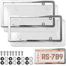 2 Unbreakable License Plate Coversframes Auto Tag Shield Protector Front Rear 2 Unbreakable License Plate Coversframes Auto Tag Shield Protector Front Rear