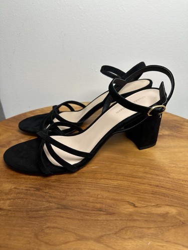Stuart Weitzman Starla 75 Black Suede Strappy Slingback Heels Size 10 NWOB $450 - Picture 3 of 12