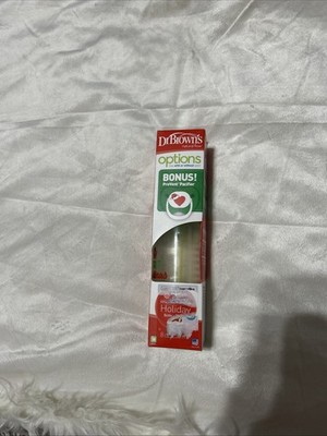 New Dr. Brown Natural Flow Baby Bottle & Bonus Pacifier Christmas Edition 
