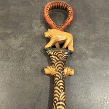 Vtg African Hand Carved Wood Walking Stick Cane Animal Tribal Art Decor 36 in