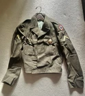 Vintage WWII Eisenhower Military Jacket Mens 1940s US Army With Cap Pin