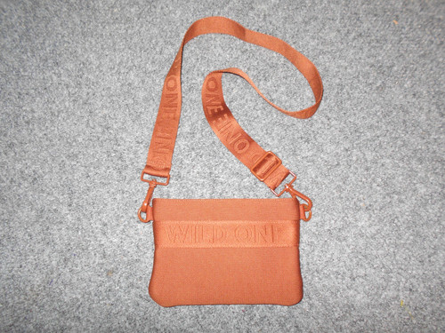 WILD ONE DOG TREATS BURNT ORANGE RIGID RECYCLED KNIT SHELL CROSSBODY BAG      