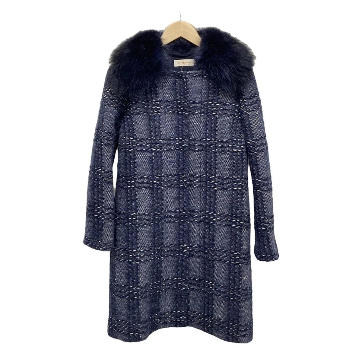 Autentico TORY BURCH Cappotto donna bianco navy
