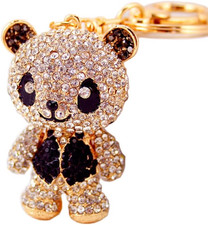 Cute Panda Design Sparkling Crystal Rhinestones Keychain Handbag Charm Decoratio