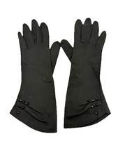 Vintage Black Fabric Women s Evening Gloves Bit Of Stretch